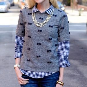 J. Crew Embellished Bows Grey Sweater S